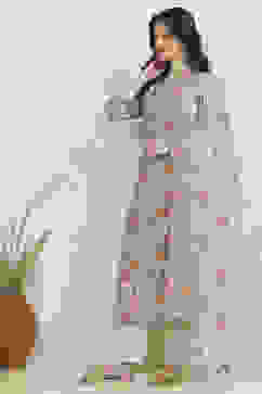 Metallic Cotton Digital Print Unstitched Suit Set image number 4