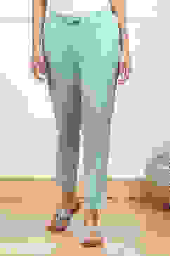 Sky Blue Cotton Solid Regular Pants image number 4