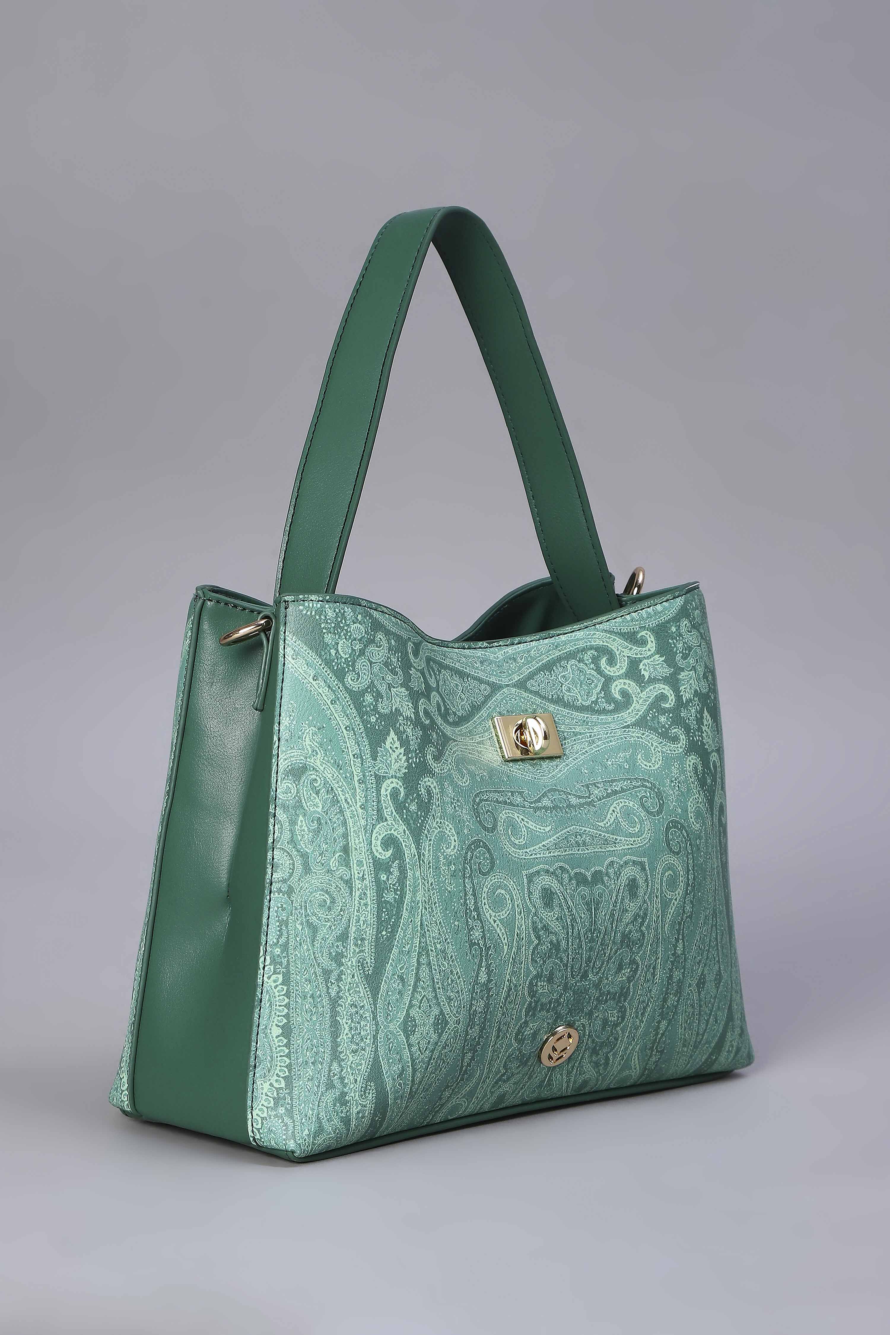 Green PU Tote Bag image number 3