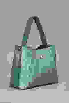 Green PU Tote Bag image number 3