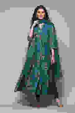 Peacock Green Polyester Anarkali Kurta Churidar Suit Set image number 0