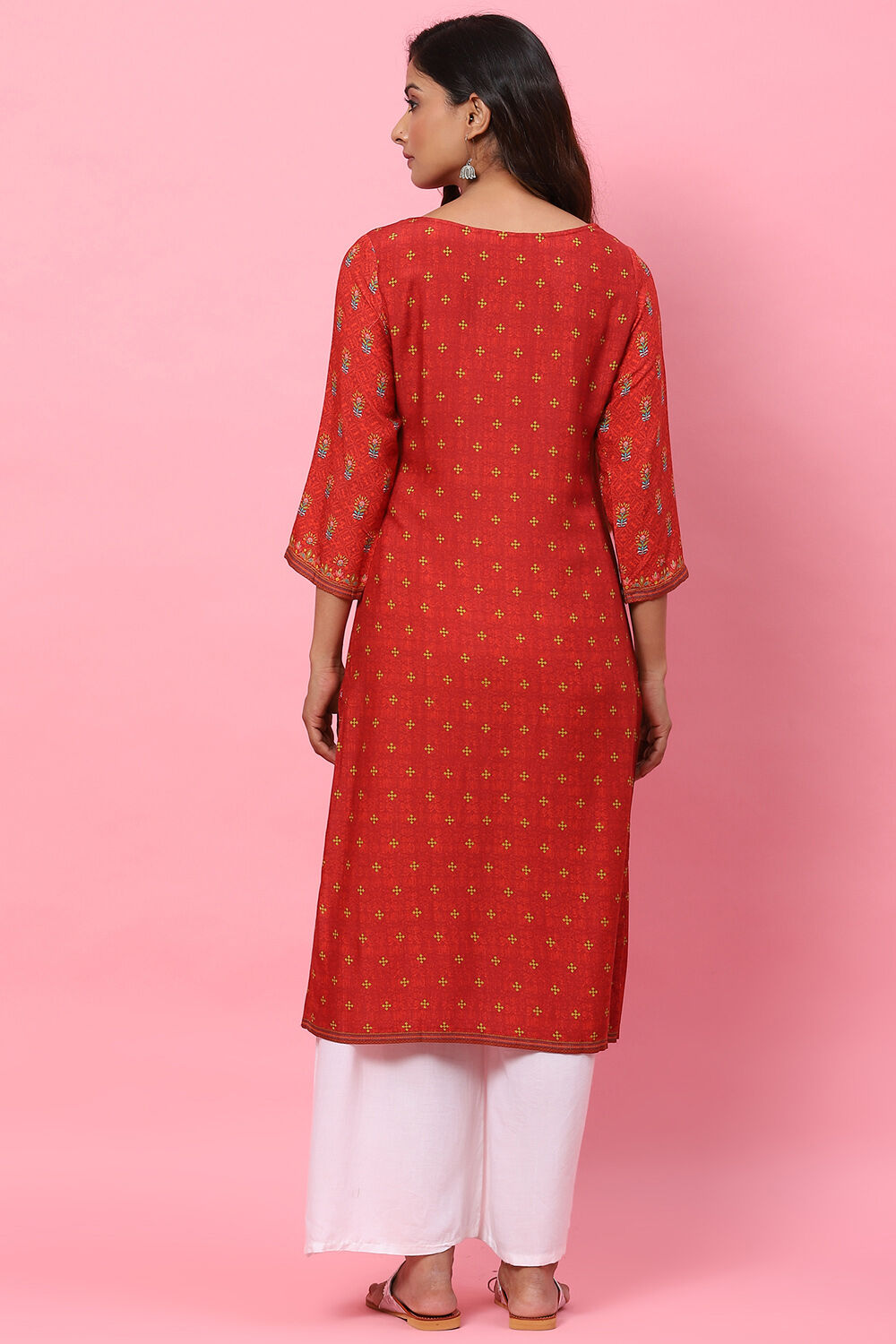 Mustard Straight Rayon Kurta image number 4