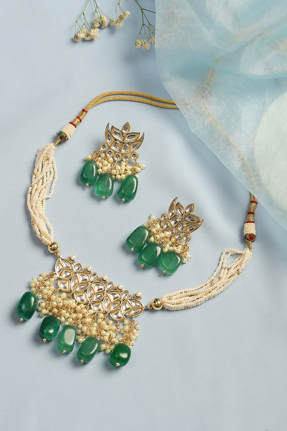 Dark Green Alloy Necklace Set image number 2