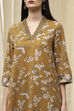 Mustard Yellow Cotton Printed Straight Kurta image number 1