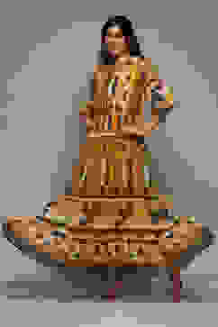 Black Cotton Blend Tiered Printed Dress image number 0