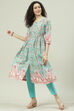 Dusky Pink Printed Cotton Gathered Suit Set image number 6