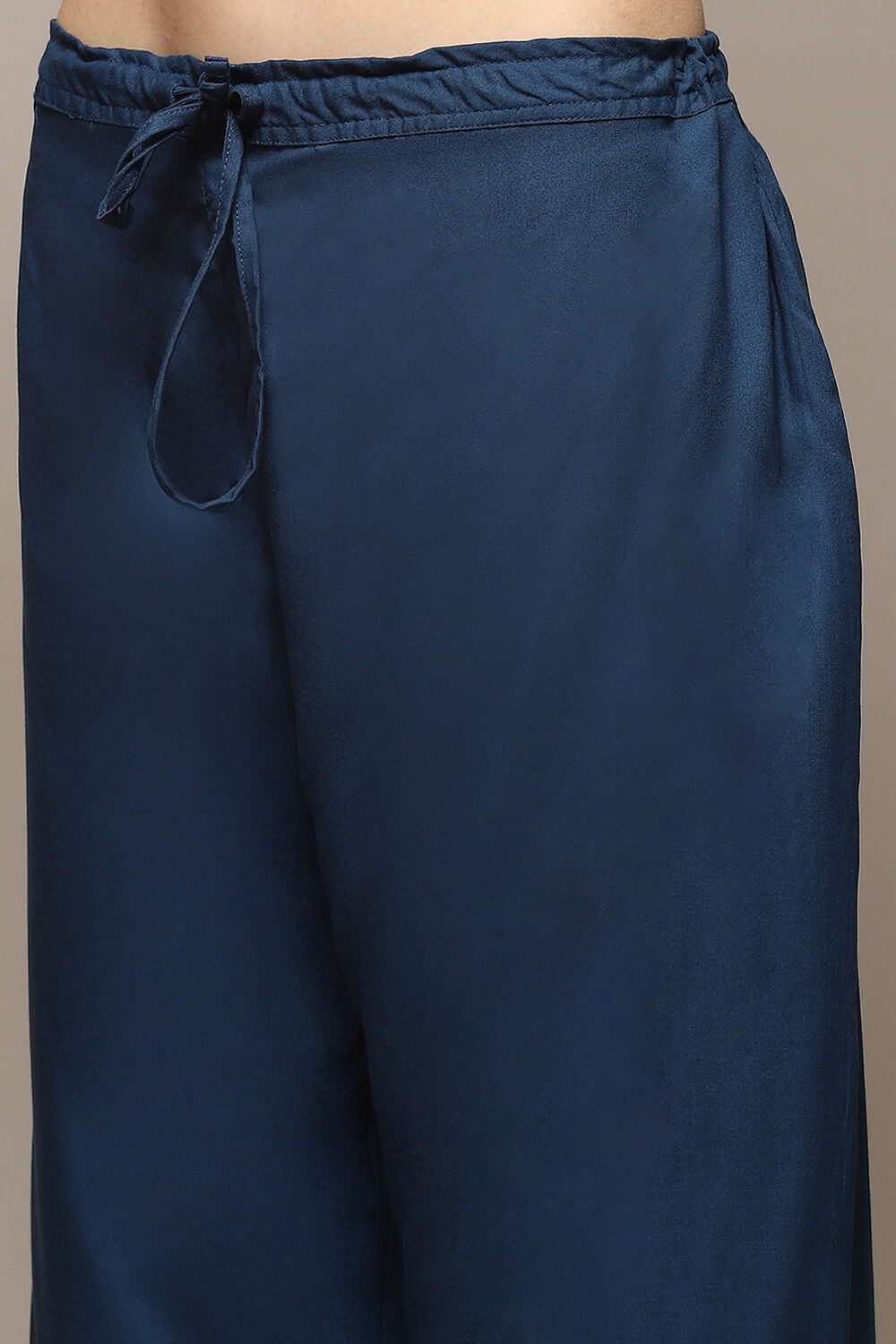 Teal LIVA Gathered Kurta Palazzo Suit Set image number 2