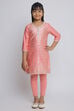Turquoise Cotton Straight Kurta Legging Suit Set image number 2