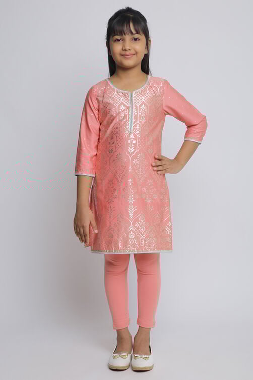Turquoise Cotton Straight Kurta Legging Suit Set image number 2