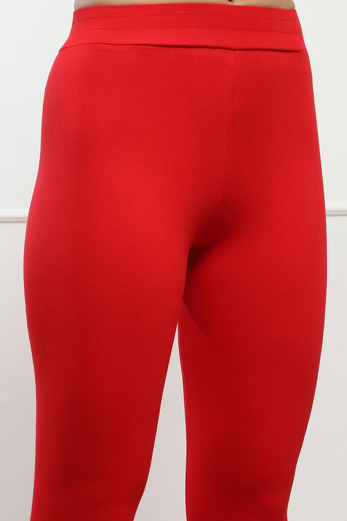 Off White Cotton Lycra Leggings image number 1