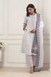 Grey Cotton Printed Straight Suit Set image number 6