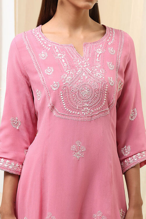 Pink Viscose Kalidar Suit Set image number 1
