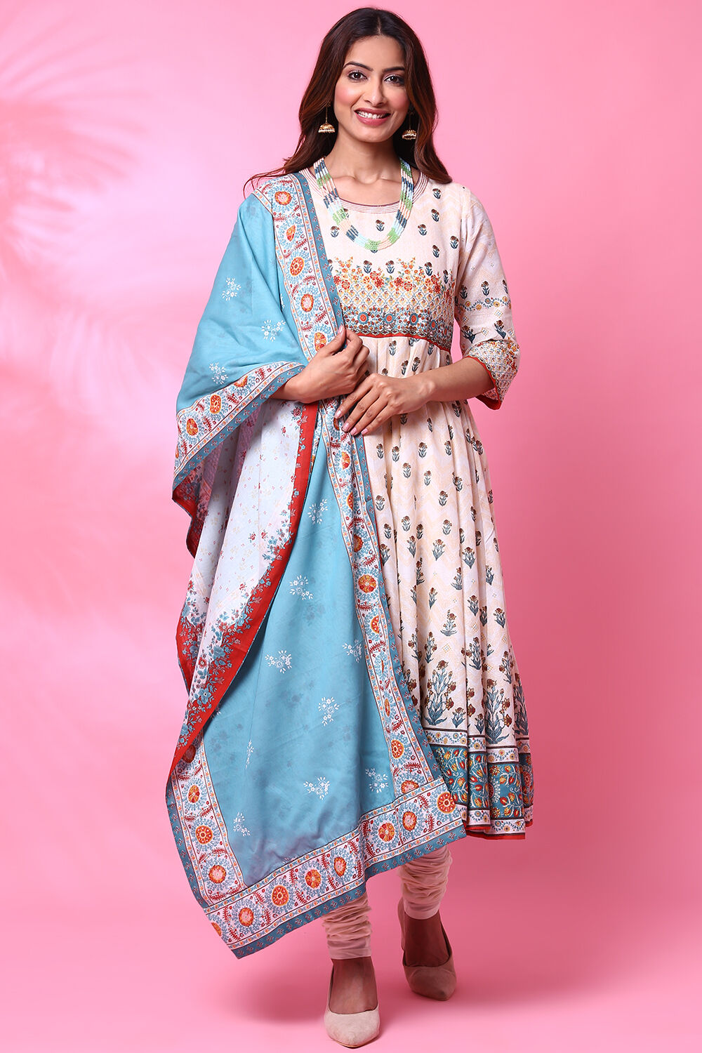 Yellow Cotton Anarkali Suit image number 6