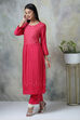Blue Rayon Straight Kurta Pants Set image number 5