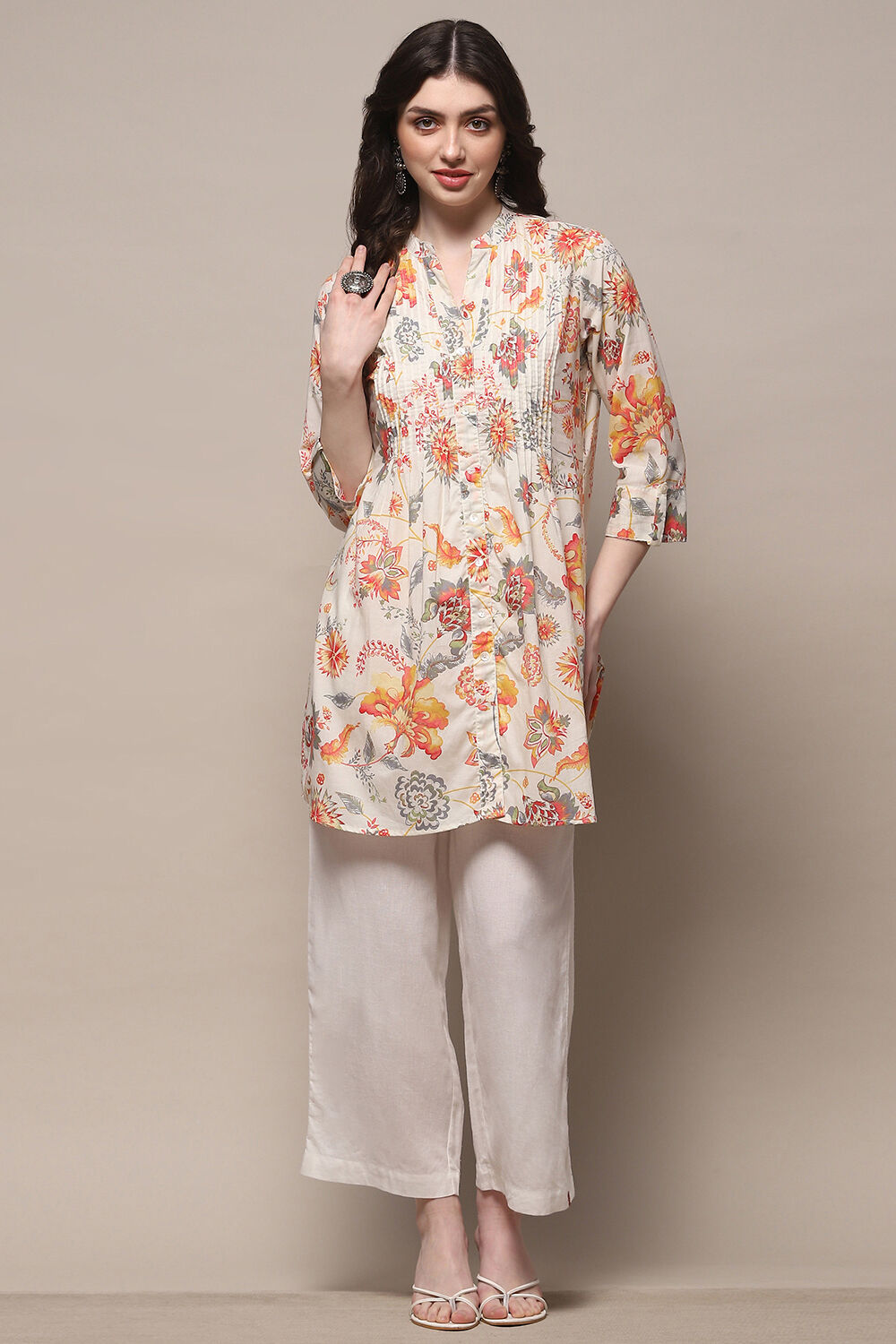 Off White Cotton Regular Pant image number 0