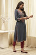 Denim Rayon Straight Kurta image number 4