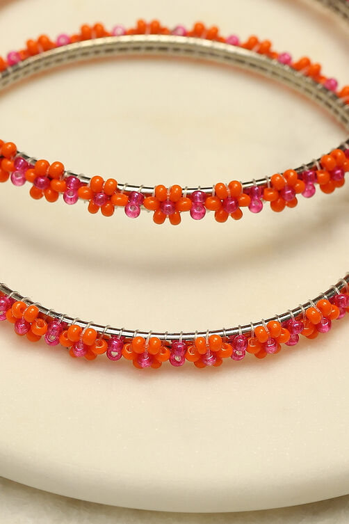Pink & Orange Metal & Beads Kids Bangles image number 1