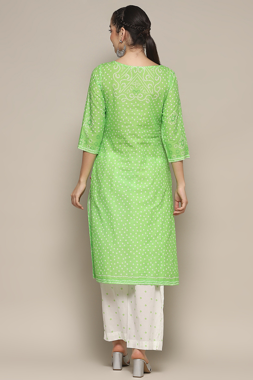 Aqua Blue Voile Straight Kurta Palazzo Suit Set image number 5