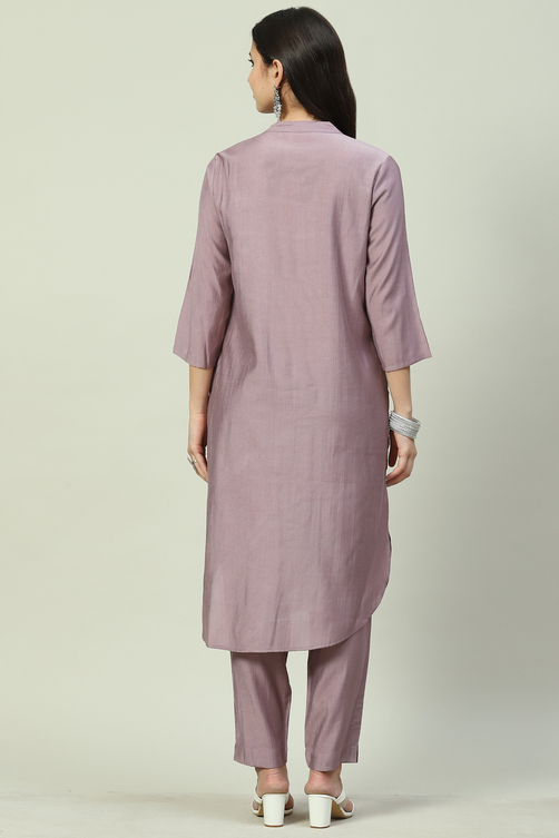 Mustard Poly Viscose Straight 2 Piece Set image number 4