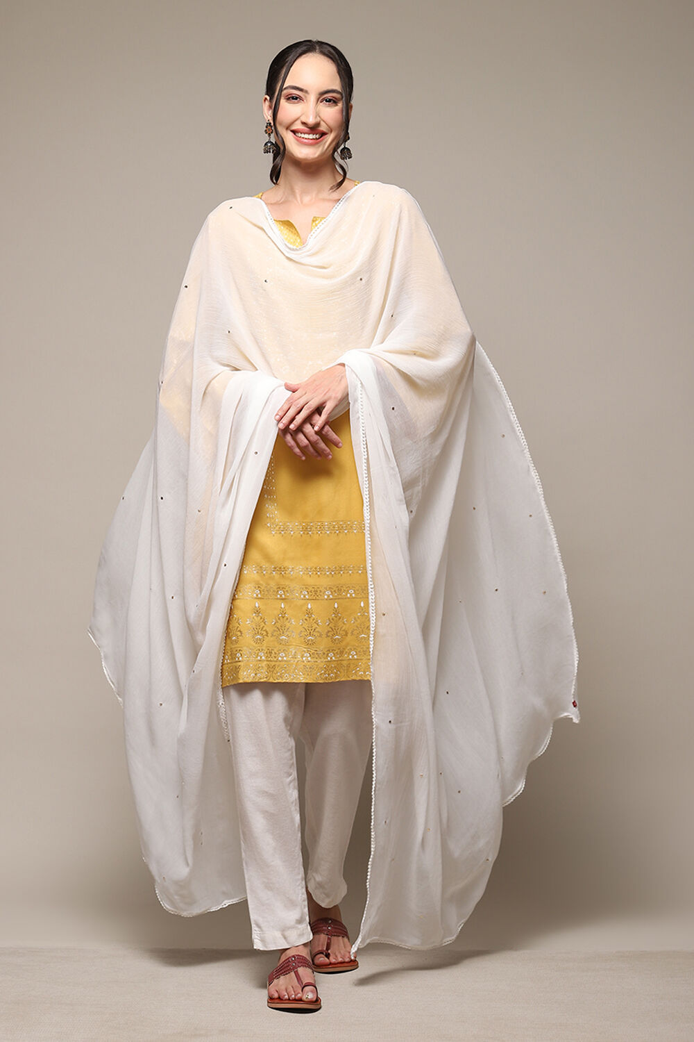 Red Cotton Blend Printed Dupatta image number 0