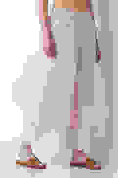 Light Pink Cotton Flared Palazzos image number 3