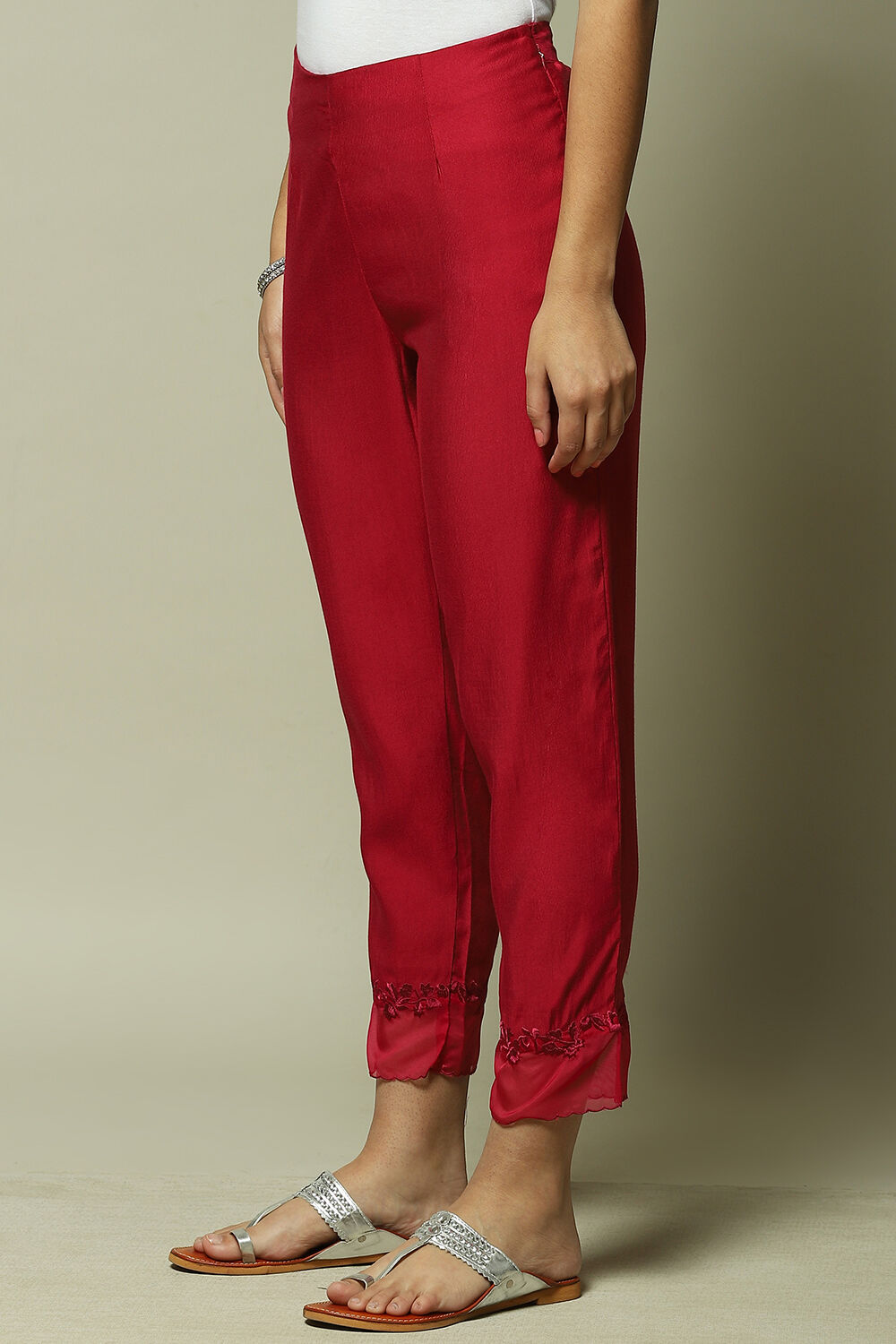 Black Cotton Blend Yarndyed Pants image number 3