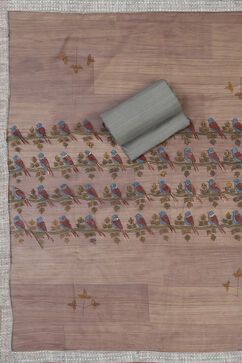 Gray Cotton Unstitched Suit Set image number 2