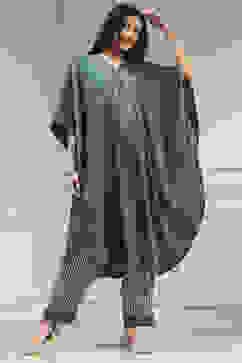 Sage Green Modal Solid Kaftan Fusion Kurta Set image number 0