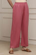 Light Pink Viscose Rayon Straight Palazzos image number 3