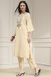 Black Textured Straight Kurta Pants Set image number 3