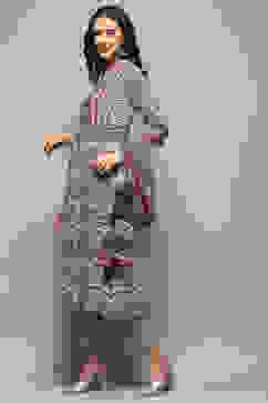 Beige and Black Pure Cotton Anarkali Suit Set image number 5