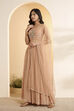 Peach Nylon Straight Lehenga Set image number 2