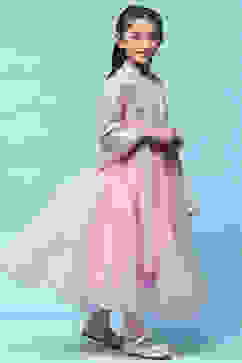 Lilac Cotton Blend Flared Kurta Churidar Suit Set Suit Set image number 6