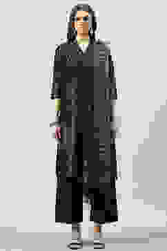 Black Art Silk Straight Kurta Palazzo Suit Set image number 8