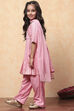 Pink Printed Angrakha Gathered Festive Flared Suit Set image number 2