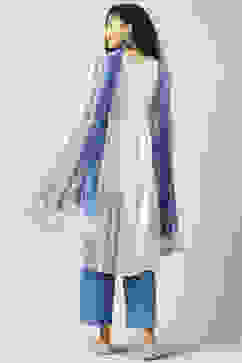 White Blue Cotton A-Line Kurta Palazzo Suit Set image number 4