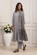 Black Polyester Yarndyed Straight Suit Set