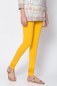 Dark Yellow Cotton Blend Dyed Churidar image number 0