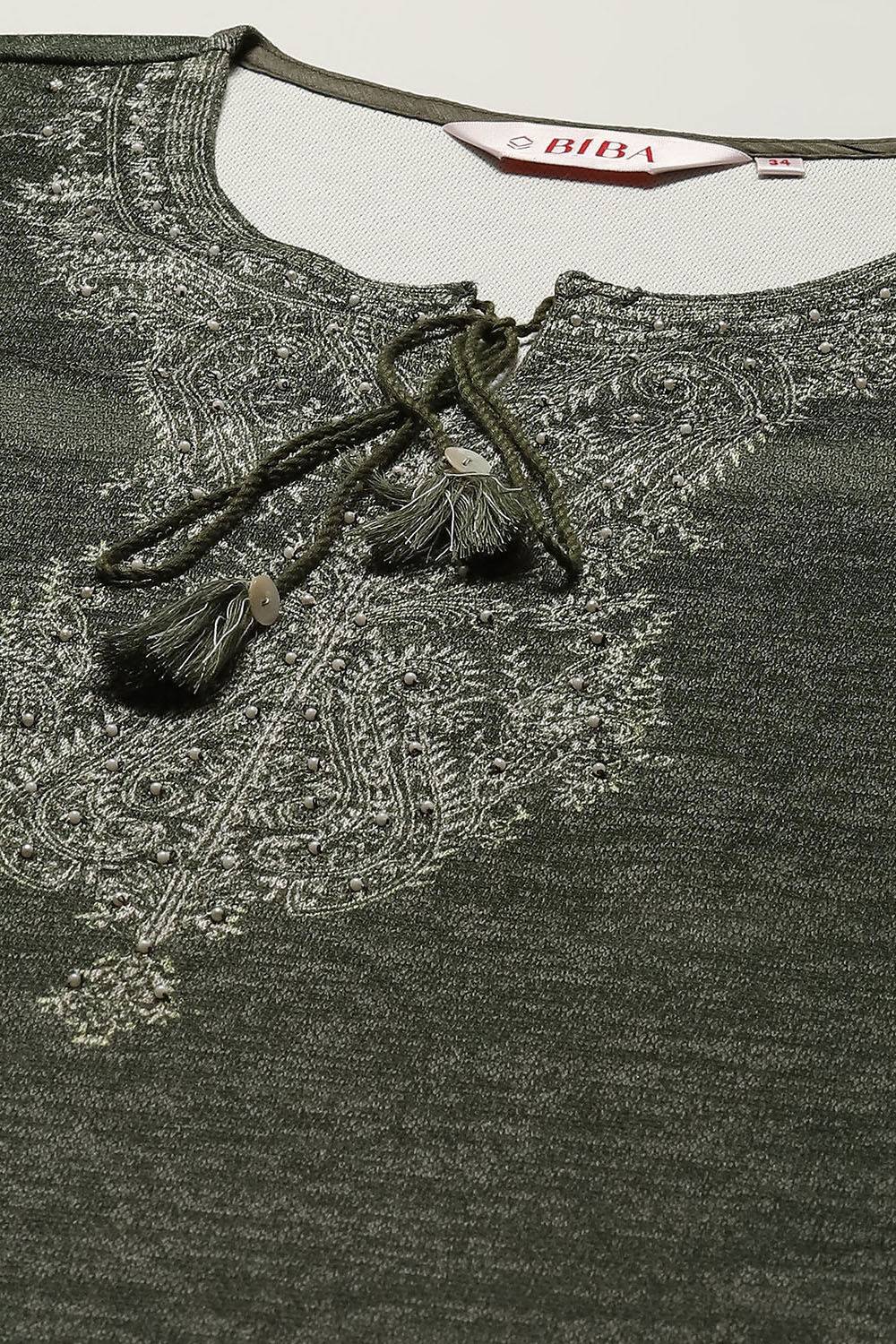 Green Cotton Blend Printed Straight Kurti image number 1