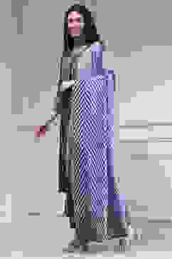 Blue Dyed Printed Straight Suit Set image number 3