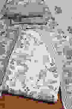 White Blue Cotton Blend Machine Embroidered Unstitched Suit Set image number 0