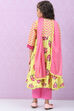 Lime Green Art Silk Flared Kurta Regular Pants Suit Set image number 4