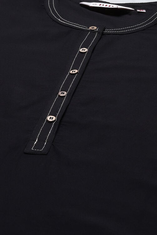 Black Cotton Straight Kurta Palazzo Suit Set image number 1