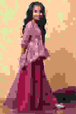 Pink Polyester Blend Flared Kurta Set image number 5