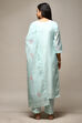 Turquoise Linen Digital Print Unstitched Suit Set image number 5