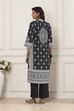Black Cotton Printed Straight Suit Set image number 4