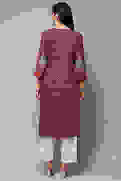 Plum Rayon Straight Kurta image number 3