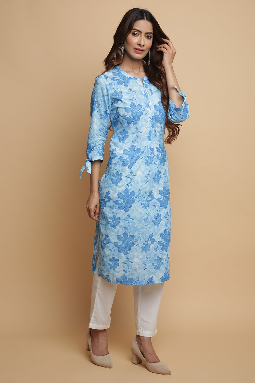 Brick Cotton Straight Kurta Pants Set image number 4
