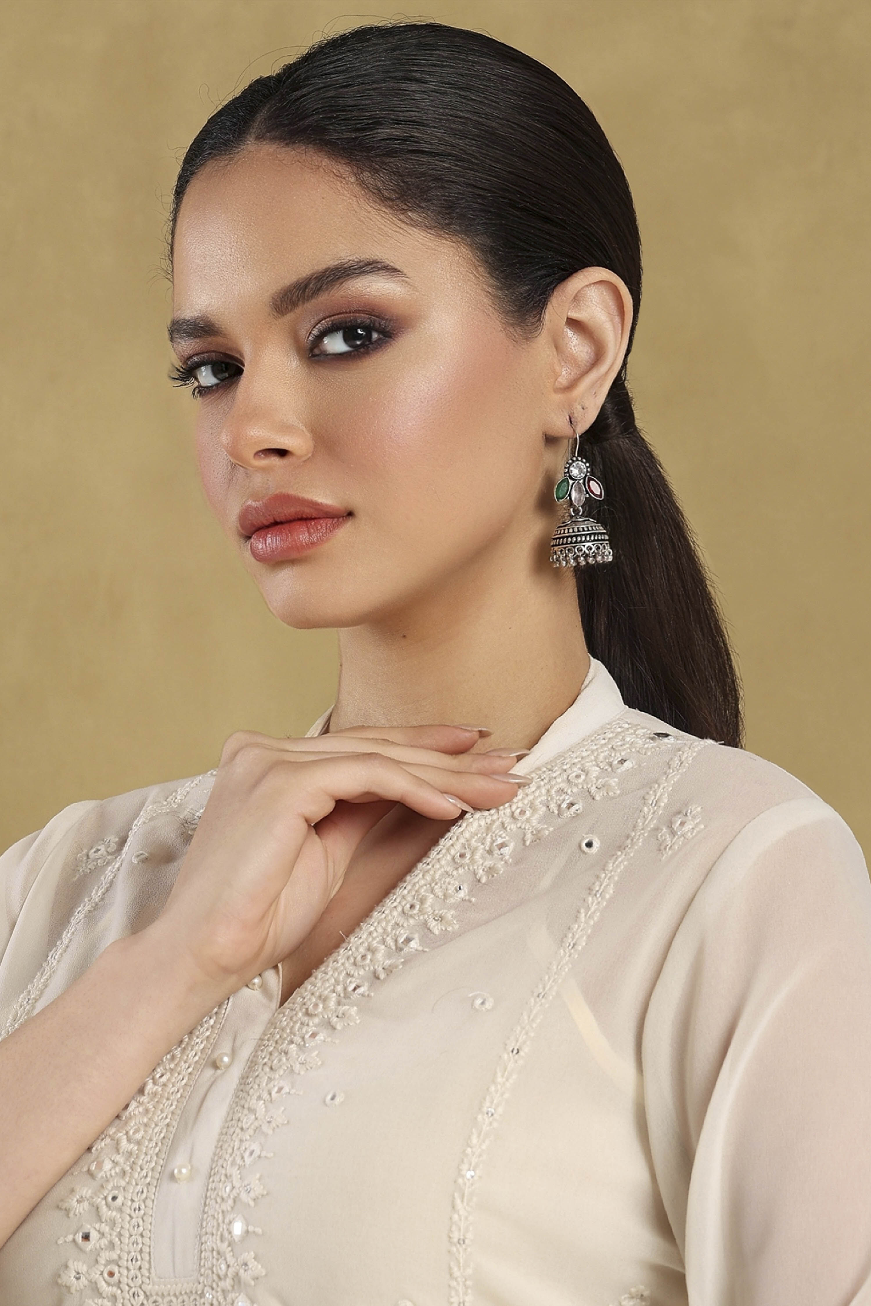 Multicolor Brass Jhumka image number 3