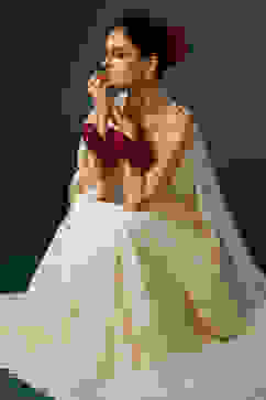 Ivory Georgette Embroidered Lehenga Set image number 1